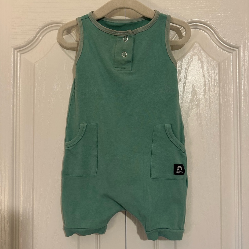 Rags to Raches Aqua Sleeveless Essentials Short Romper 6-12 Months